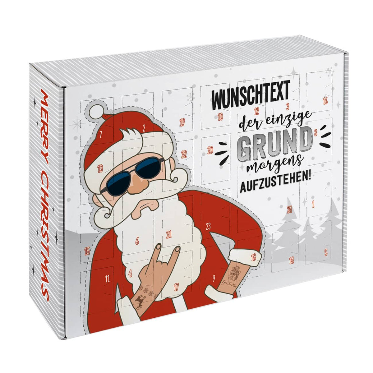 DIY Adventskalender mit Hipster Weihnachtsmann und Spruch