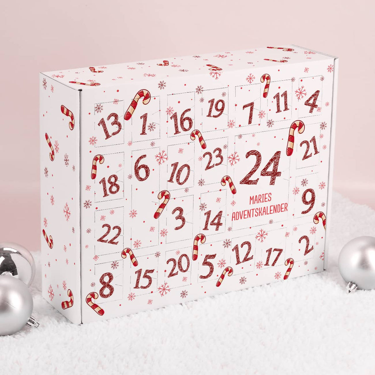Adventskalender mit Zuckerstangenmotiv zum selbst befüllen