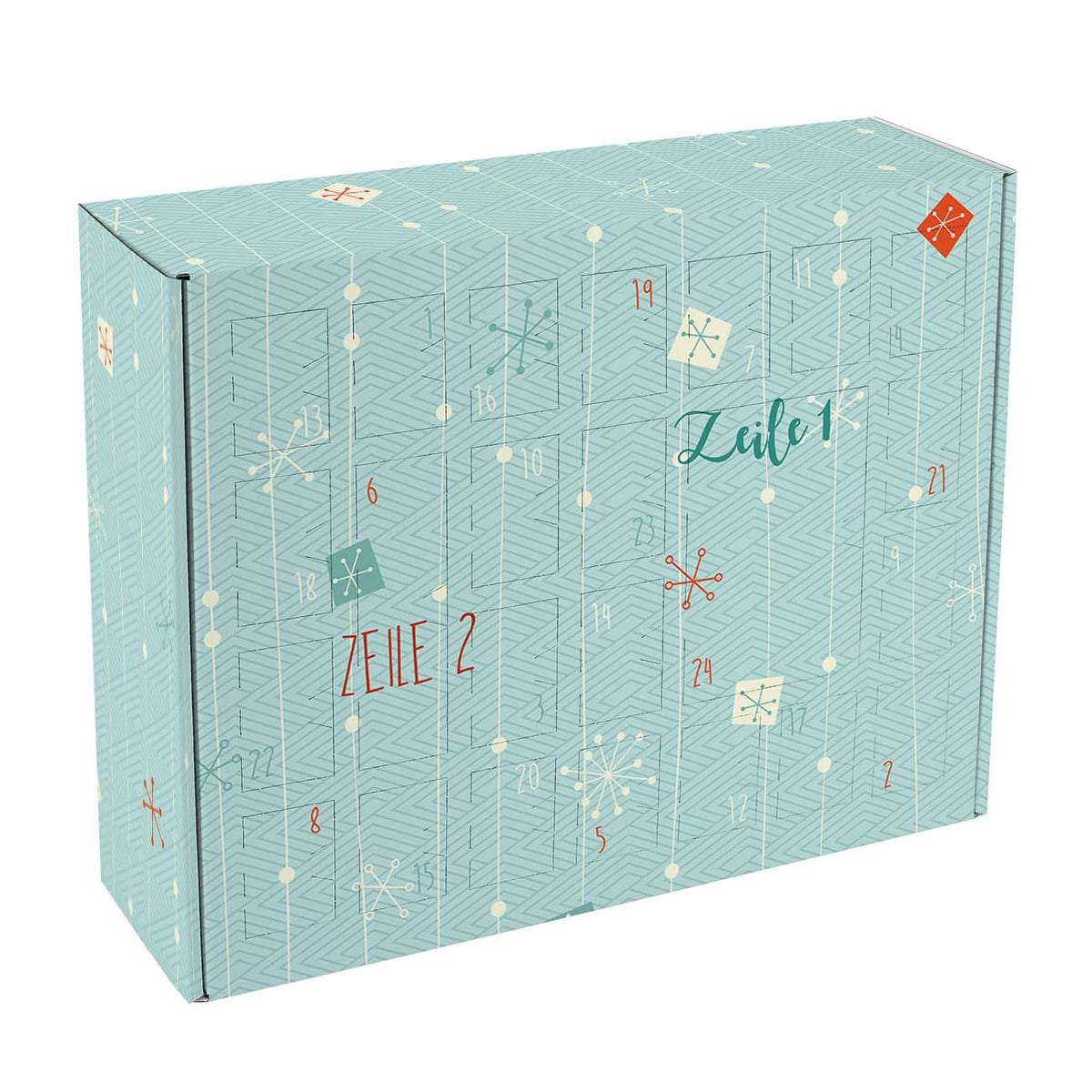 Adventskalender mit zwei Zeilen Wunschtext zum selbst befüllen