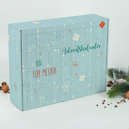 Adventskalender mit zwei Zeilen Wunschtext zum selbst befüllen