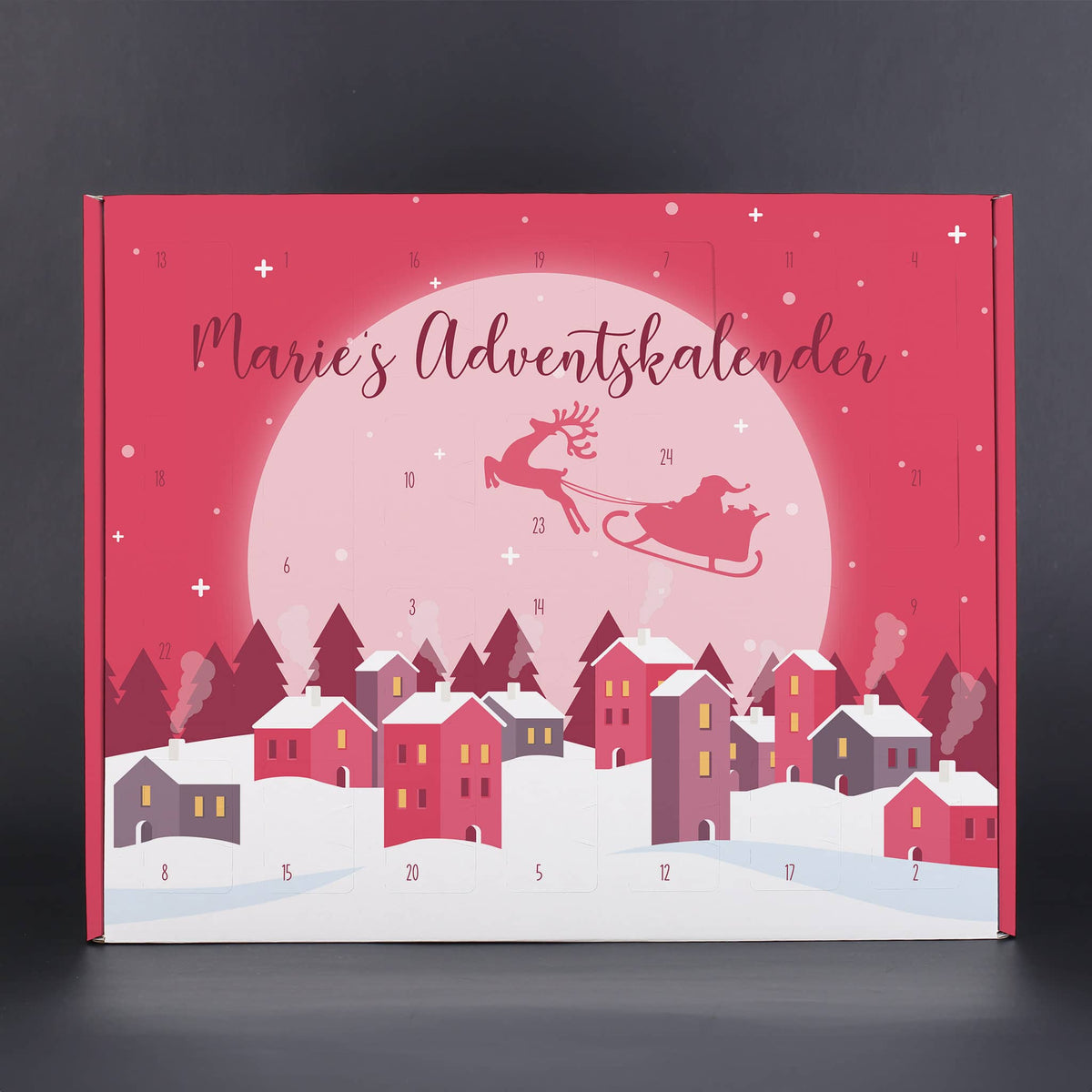 Schönes Weihnachtsmotiv in Pink mit personalisiertem Text