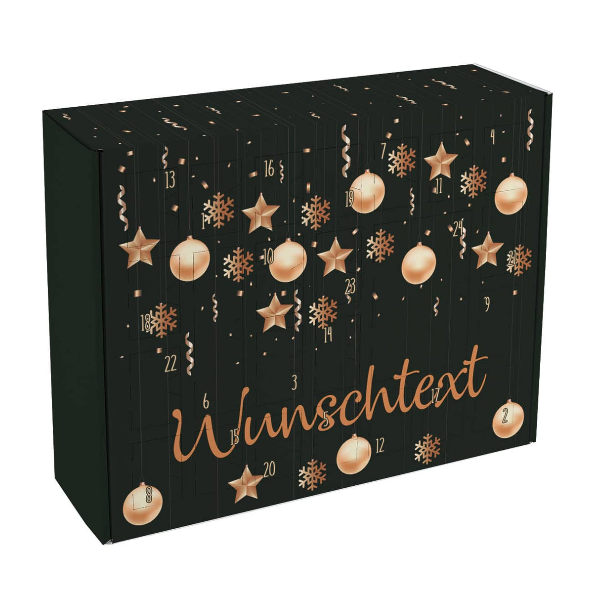 DIY Adventskalender zum selbst Befüllen mit roségoldenem Weihnachtsschmuck