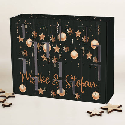 DIY Adventskalender zum selbst Befüllen mit roségoldenem Weihnachtsschmuck