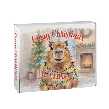 Personalisierter Weihnachtskalender mit Name Melissa, Capybara und 24 Türchen zum Befüllen