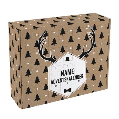Adventskalender zum Befüllen mit Hirschgeweih und Ihrem Wunschnamen