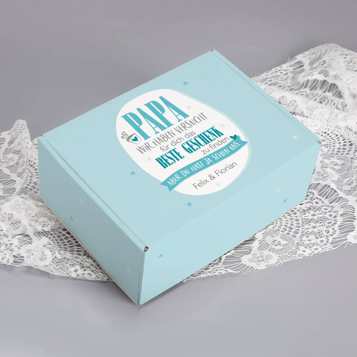 Geschenkverpackung zum Vatertag mit Text