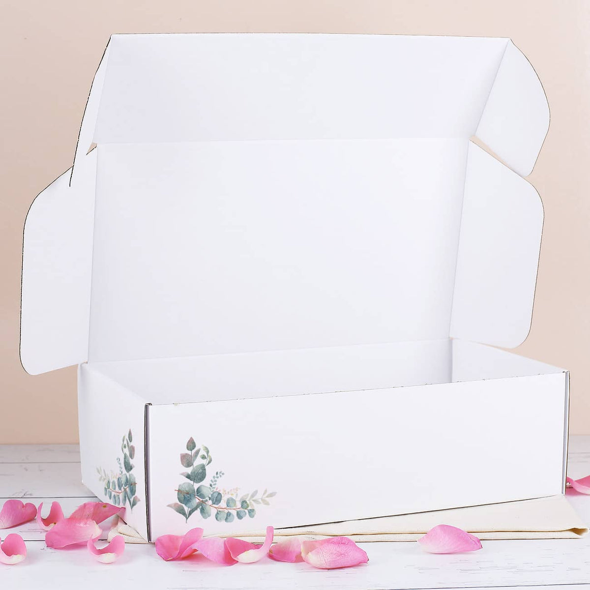 Hochzeits-Geschenkbox mit Eukalyptusmotiv, Foto, Name & Wunschtext
