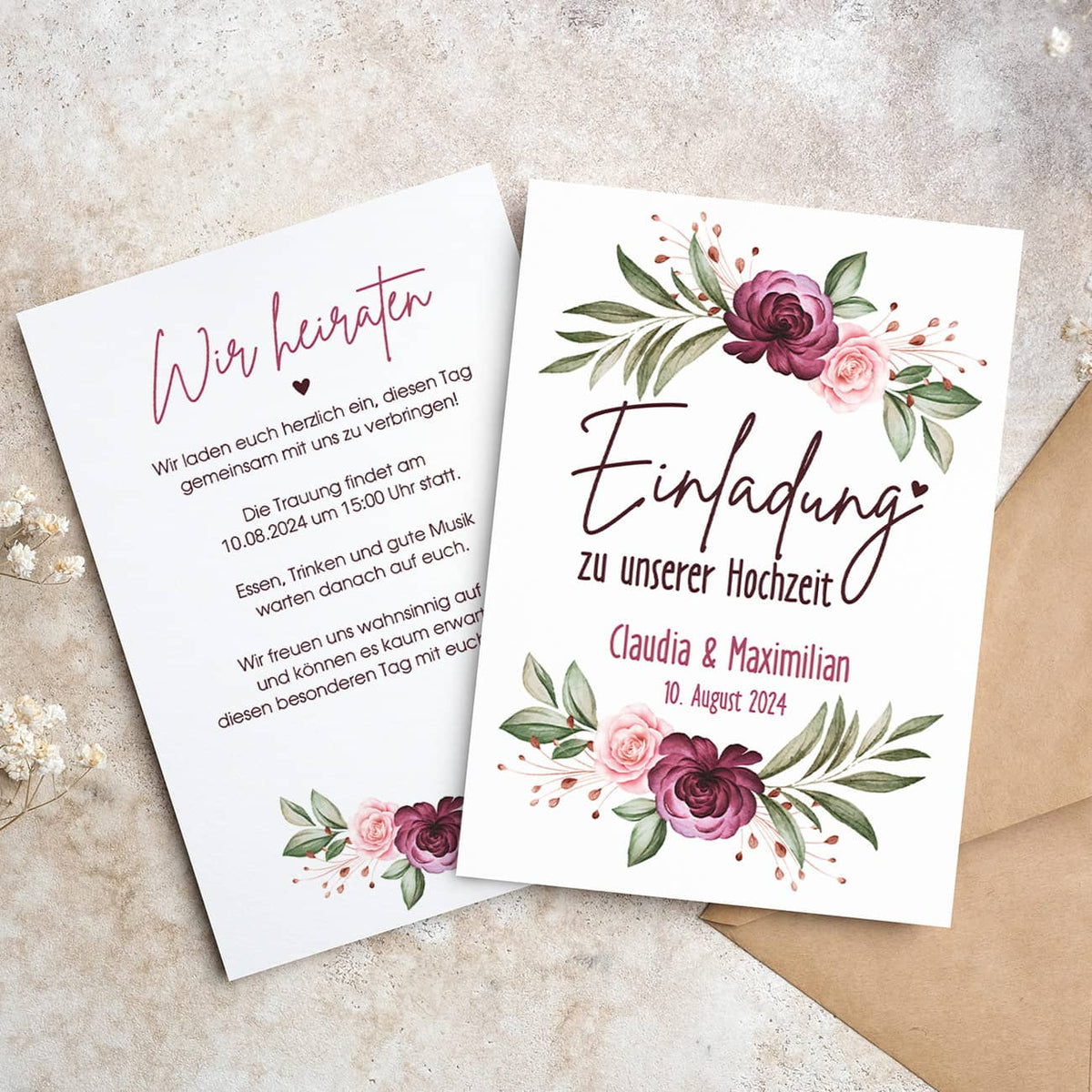 Hochzeitseinladung im Postkartenformat