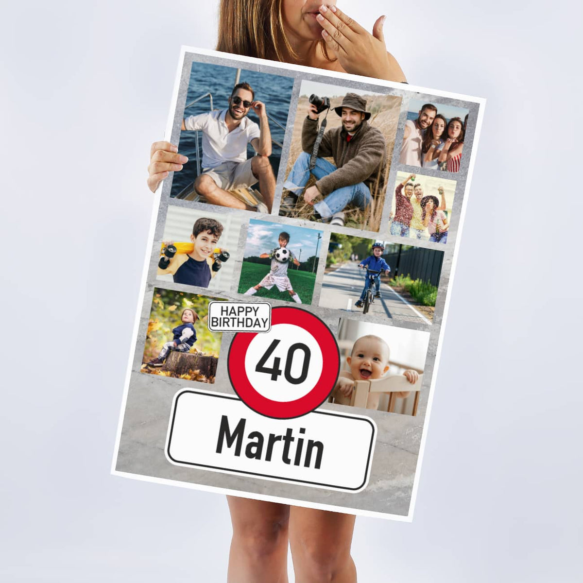 XXL Klappkarte zum Geburtstag mit 9 Wunschfotos, Name, Alter