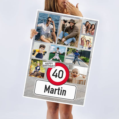 XXL Klappkarte zum Geburtstag mit 9 Wunschfotos, Name, Alter