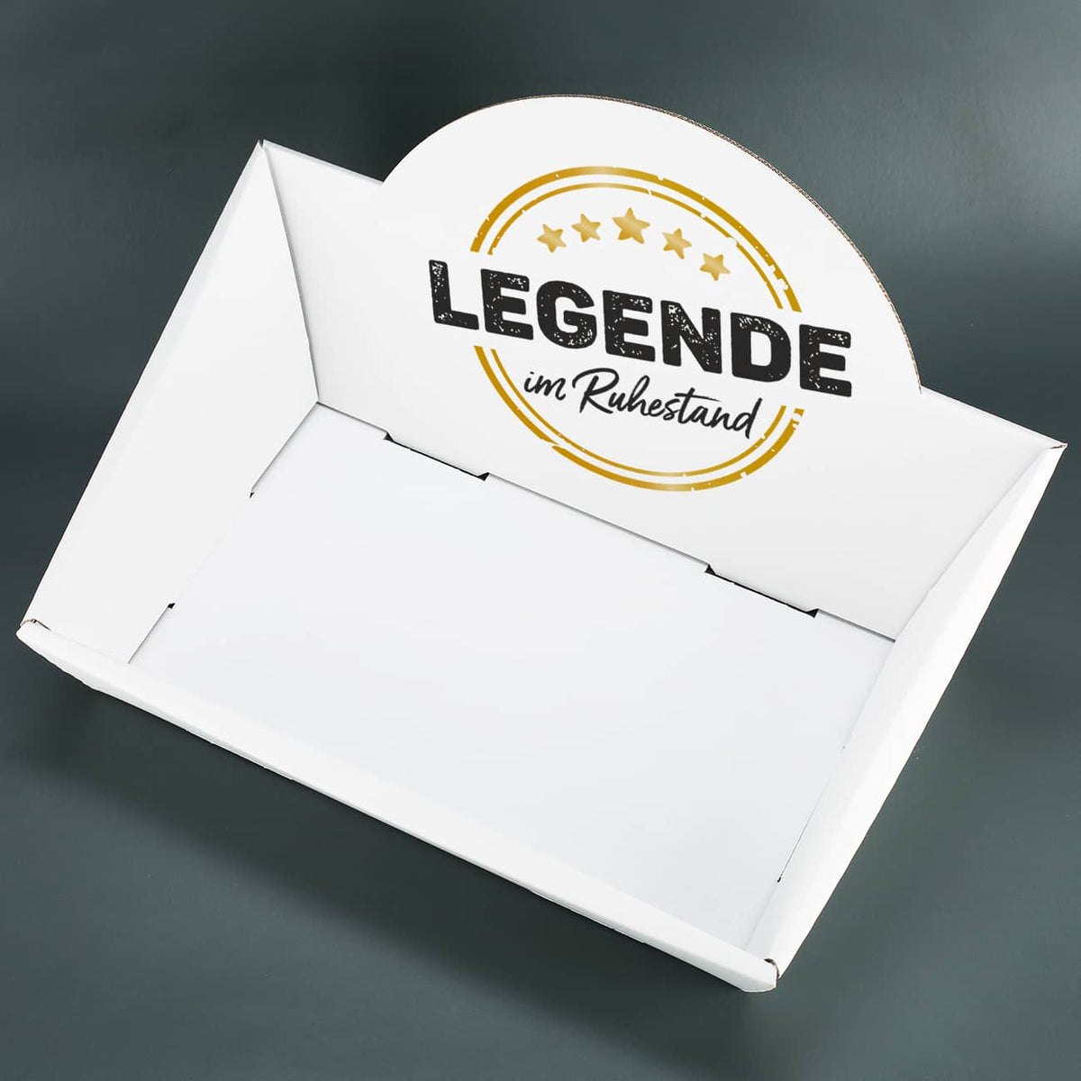 Bedruckter Geschenkkorb zur Rente