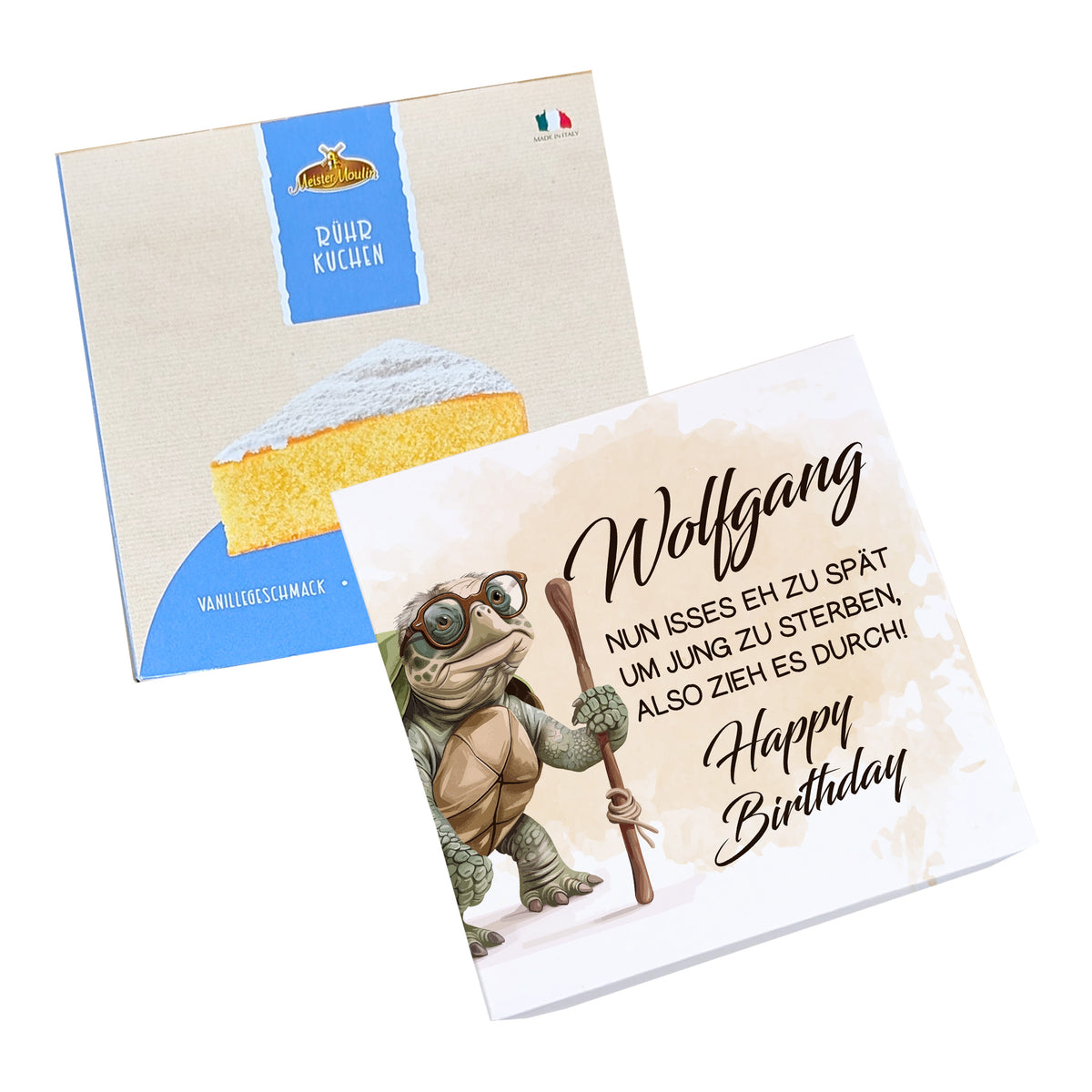 Geburtstagskuchen mit Schildkröten-Motiv, witzigem Spruch und Name personalisiert
