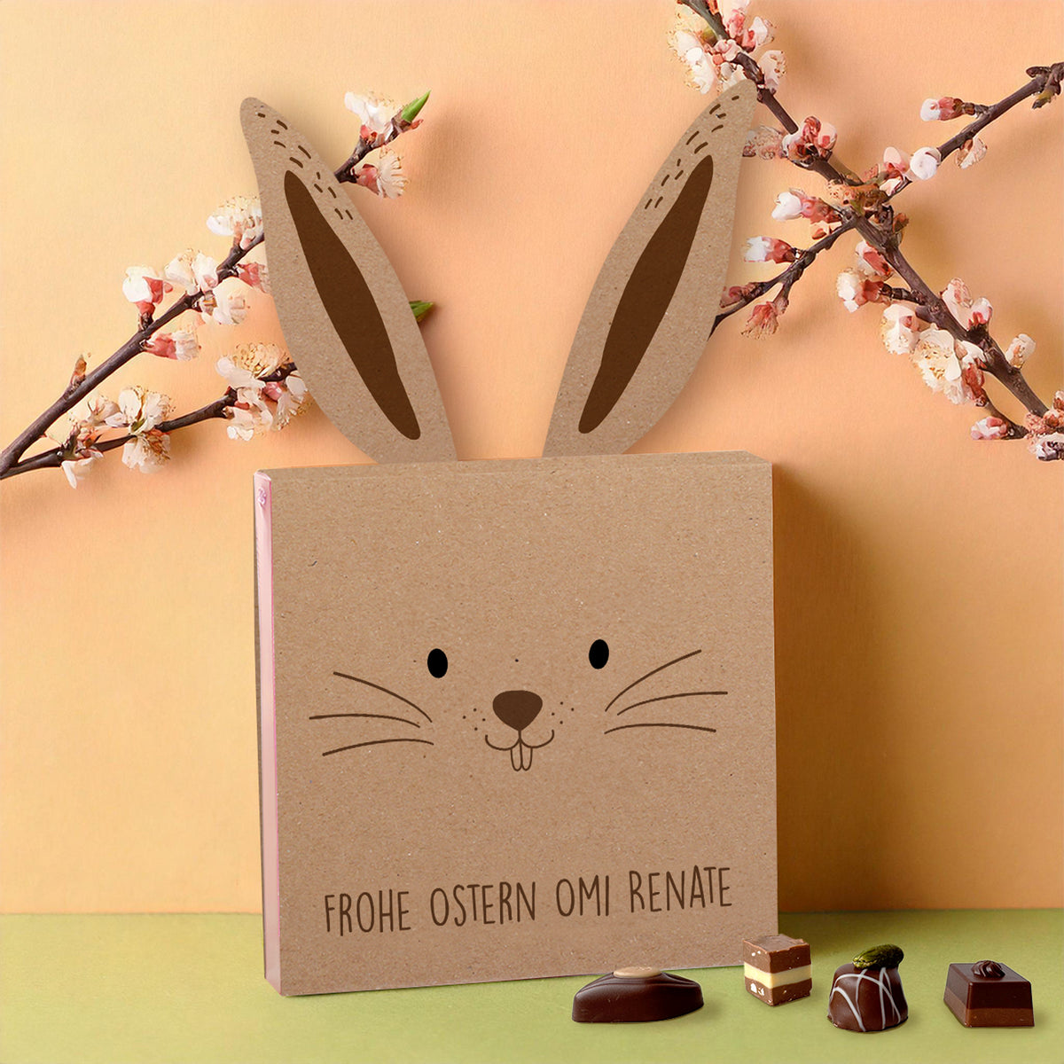 Lindt-Pralinen in niedlicher Hasen-Banderole