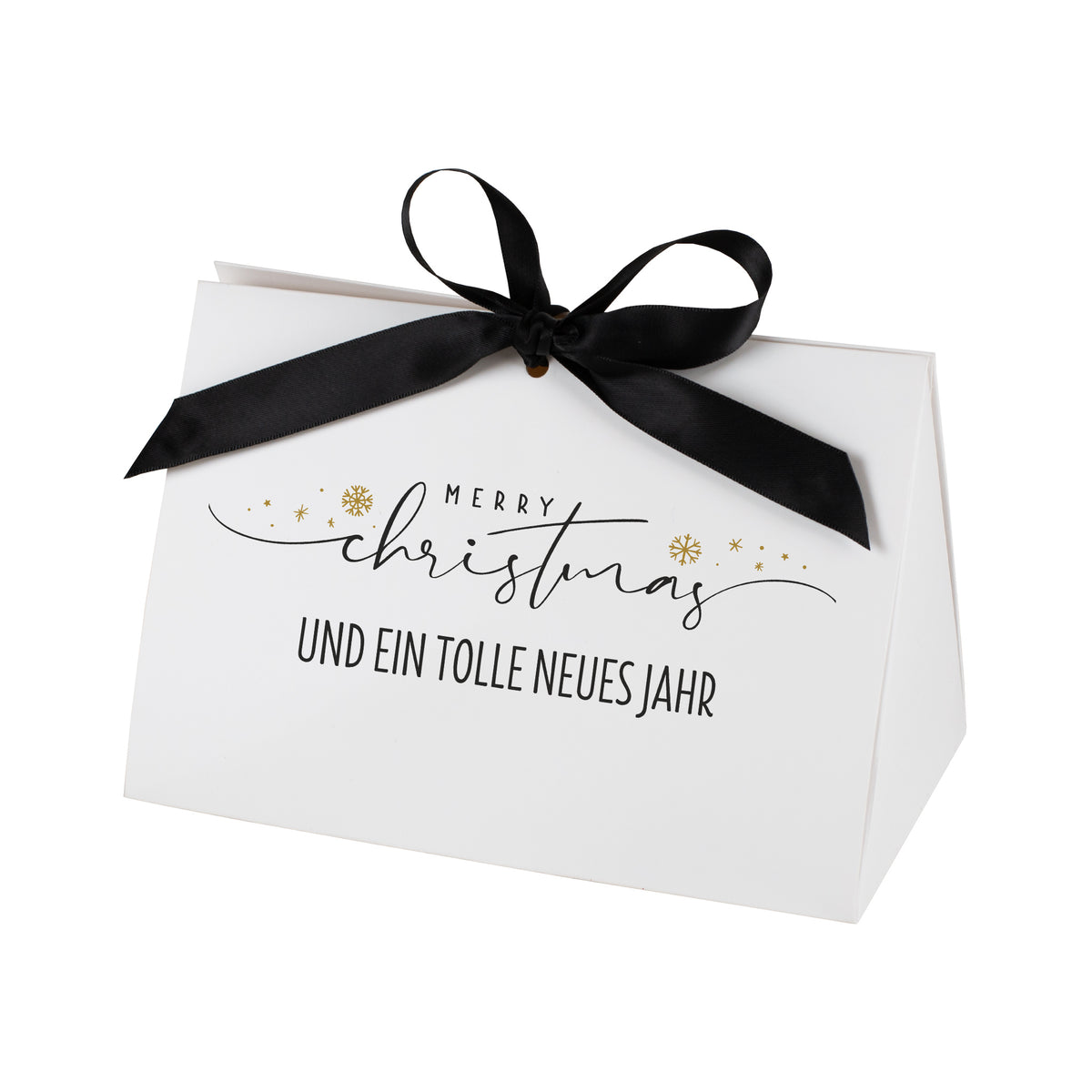 Geschenktasche Weihnachten mittel mit elegantem Schriftzug und schwarzer Schleife