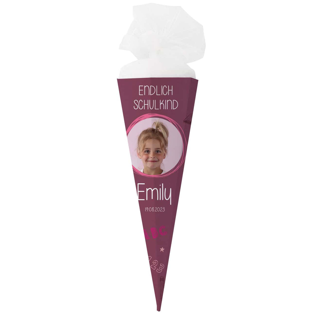 Schultüte in Tafeloptik mit Foto und Name
