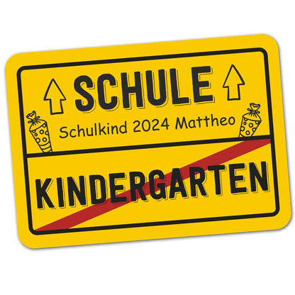 Ortsschild zur Einschulung mit Ihrem Wunschtext - 70 x 50 cm