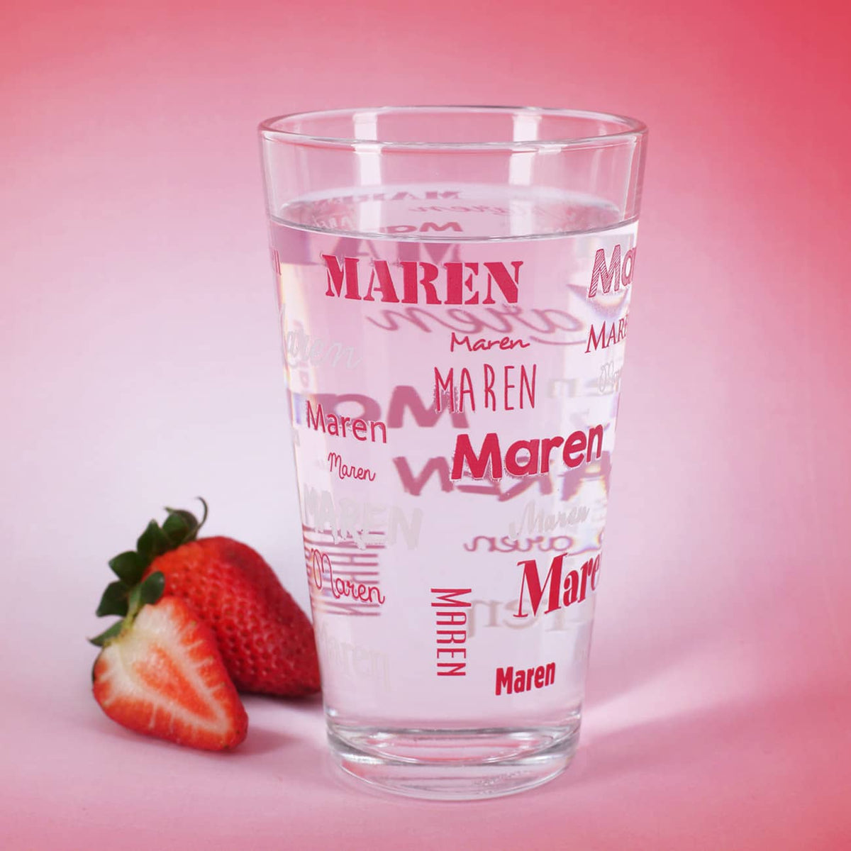 Glas in Pink-Weiß