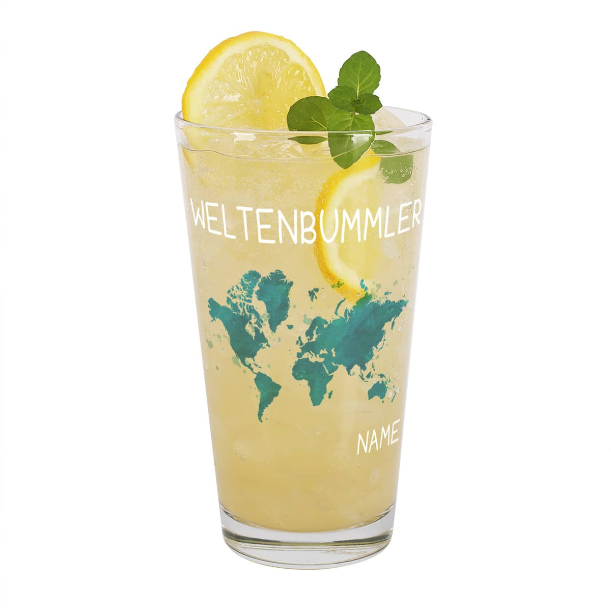 Persönlicher Namensaufdruck auf dem Glas