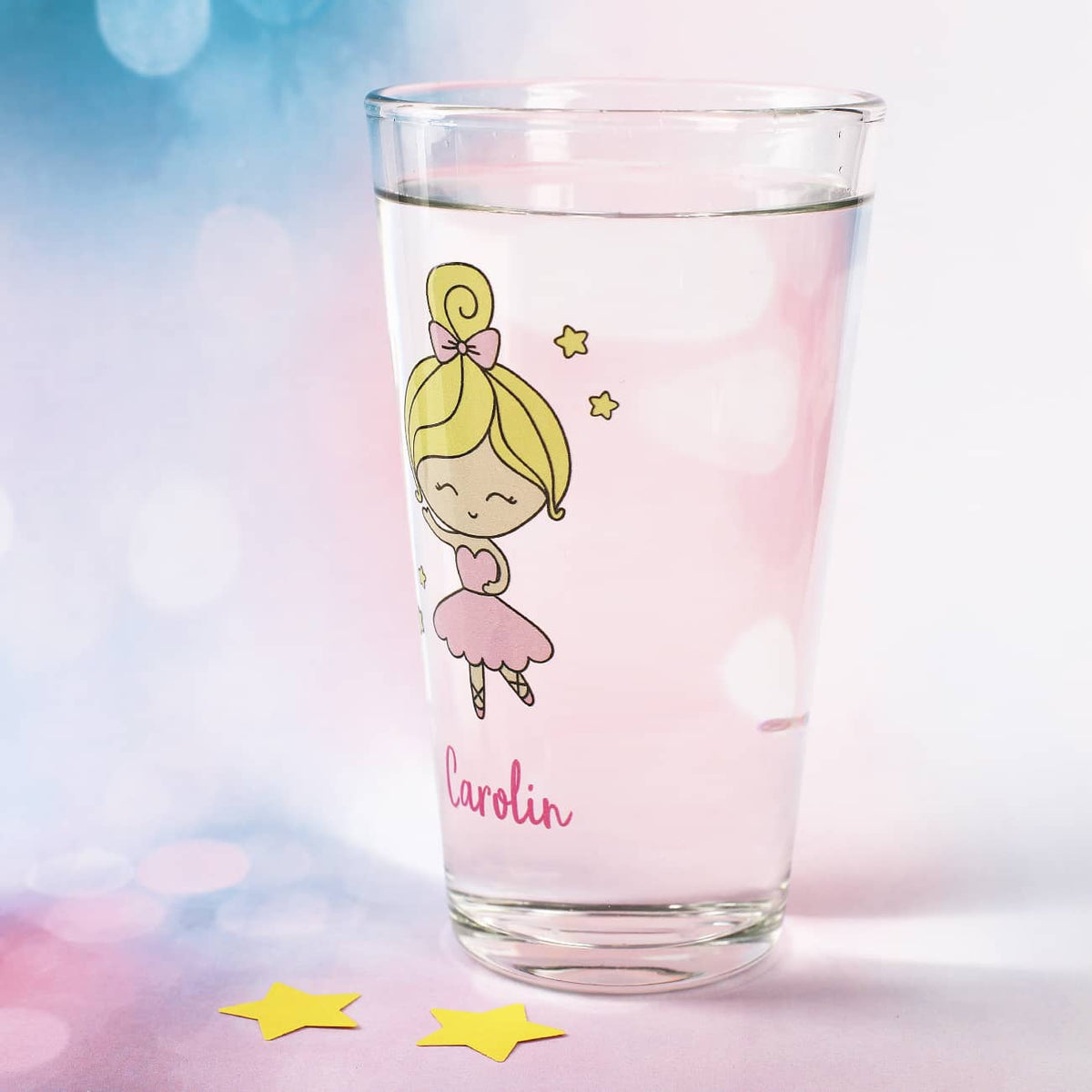 Trinkglas mit Ballerina Motiv und Wunschname