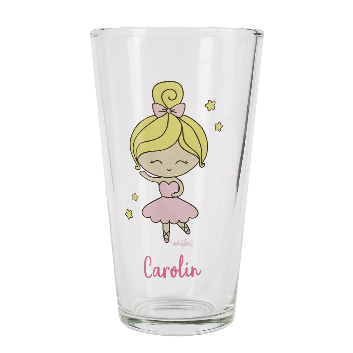 Bedrucktes Trinkglas Ballerina mit Name