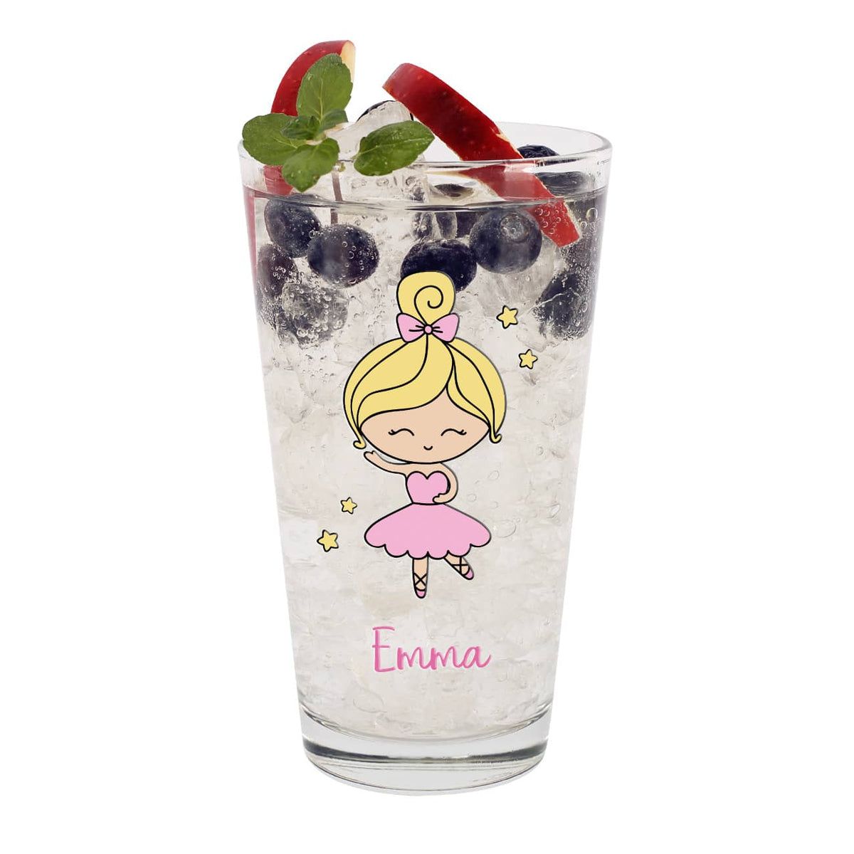 Bedrucktes Trinkglas Ballerina mit Name