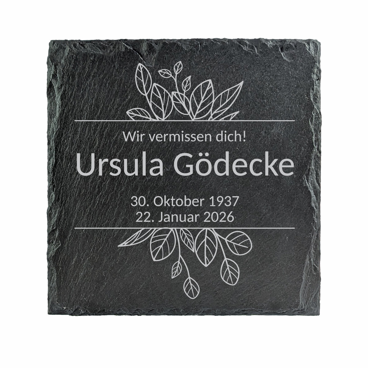 Freigestelltes Produktbild der Tafel mit Beispieltext auf weißem Hintergrund