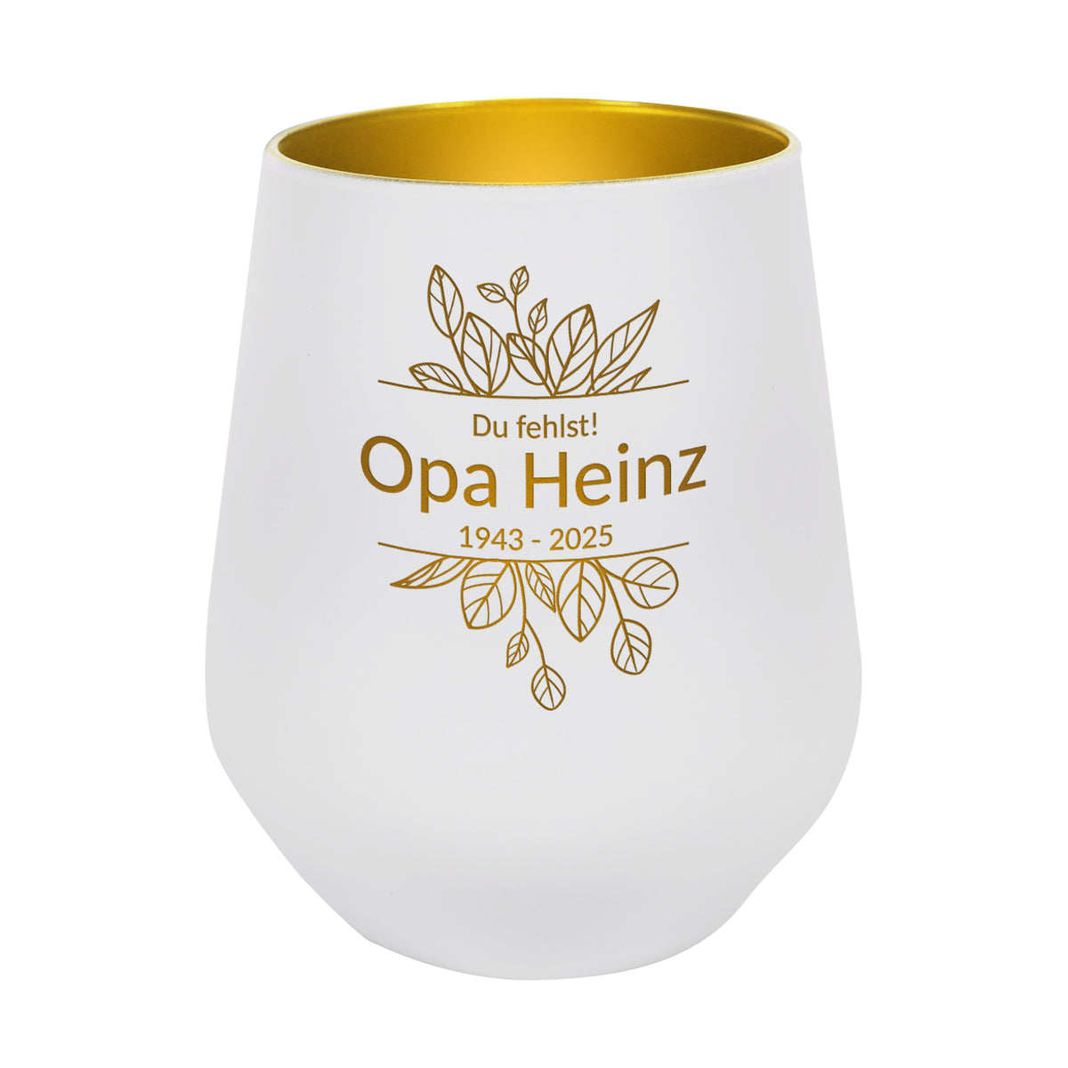 Freigestelltes Produktfoto des Windlichts (weiß) ohne Kerze auf weißem Hintergrund