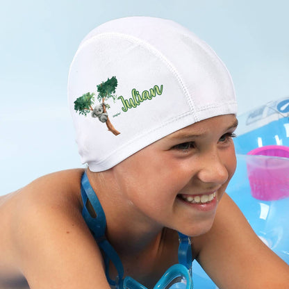 Kinderbadekappe mit Koala-Motiv und Name bedruckt