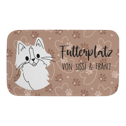 Katzenmatte personalisiert mit Wunschtext |  Rutschfeste Napfunterlage für Katzen