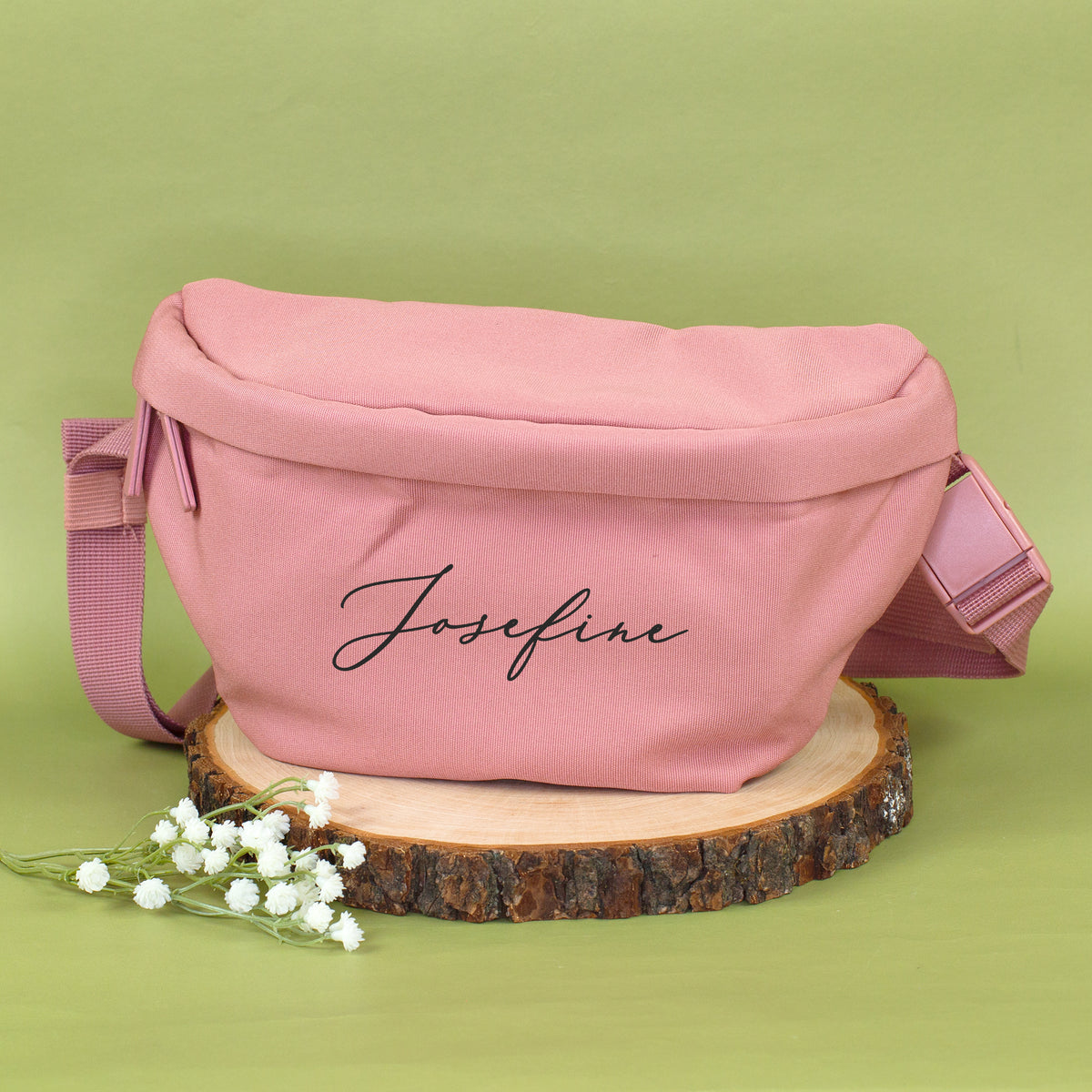 Bauchtasche als Geschenk für Frauen | Personalisierte Gürteltasche für JGA & Geburtstag in Beige Rosa