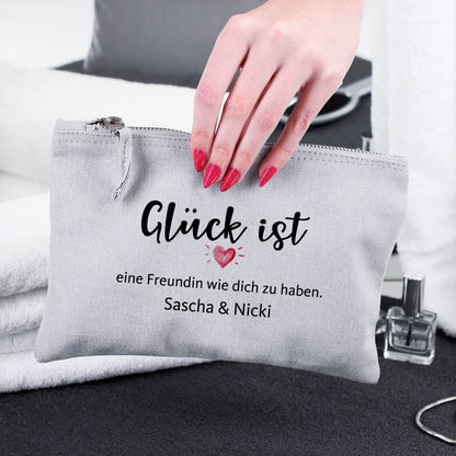 Glück ist... bedrucktes Beautycase mit Wunschtext