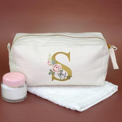 Kosmetiktasche mit Initiale S, Blumen Motiv und Name Susi personalisiert