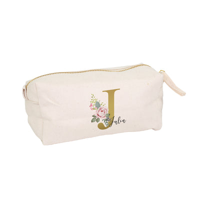 Kleine Tasche mit Initiale J, Blumen Motiv und Name Julia auf weißem Hintergrund