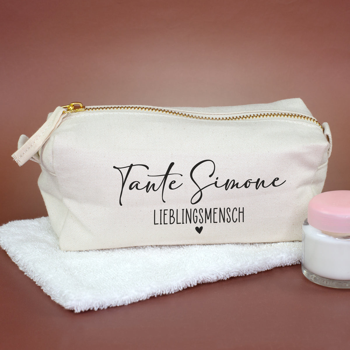 Großes Beautycase personalisiert mit Name und Wunschtext Lieblingsmensch als Geschenk