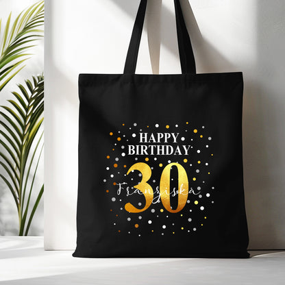 Personalisierte Geburtstagstasche "Happy Birthday" mit Name & Alter | Konfetti Motiv