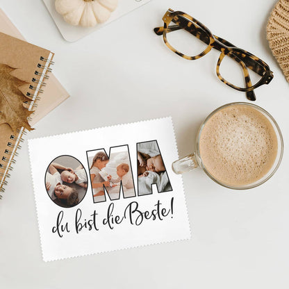 Brillenputztuch für die Beste Oma mit 3 Fotos