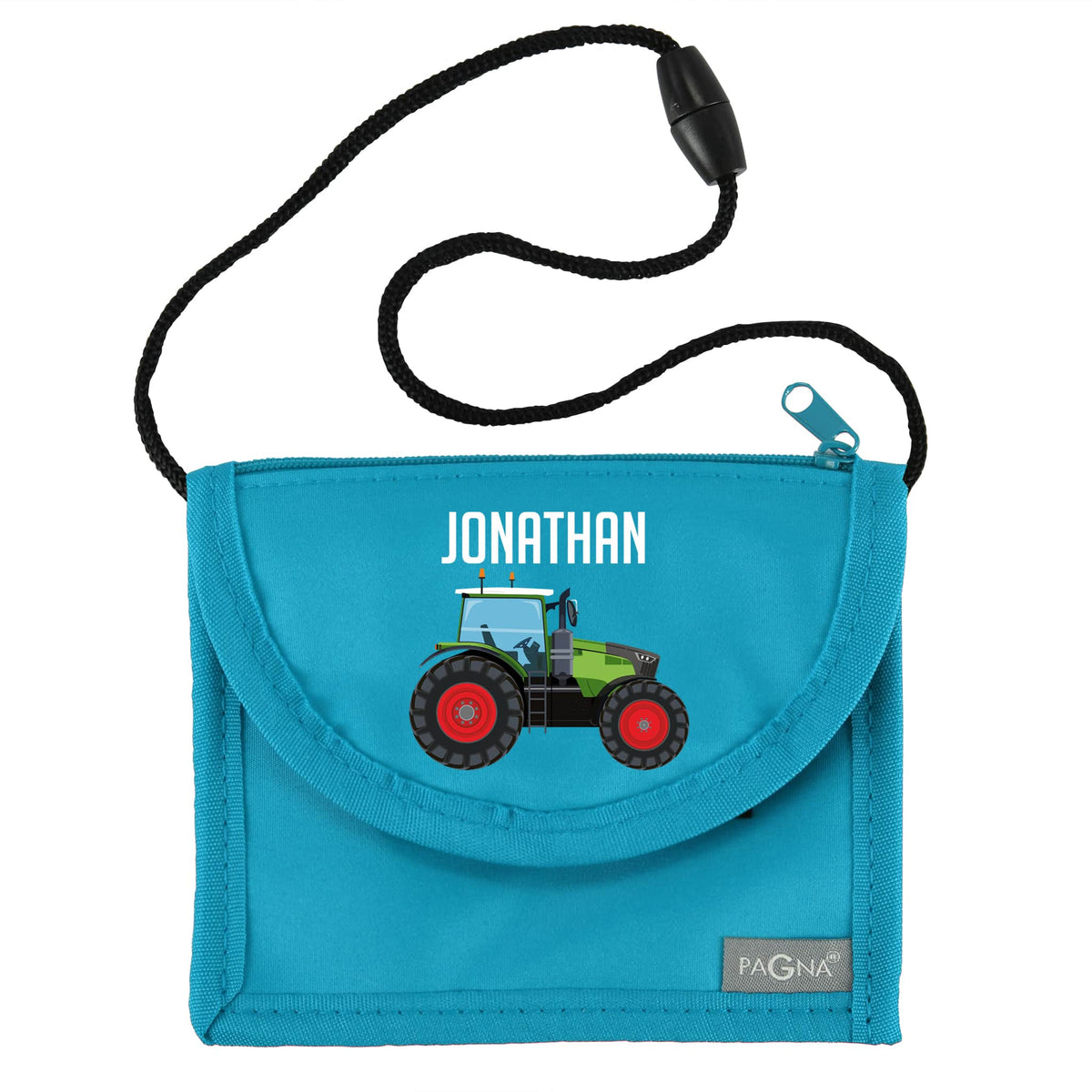 Traktor Brustbeutel in Blau mit Name