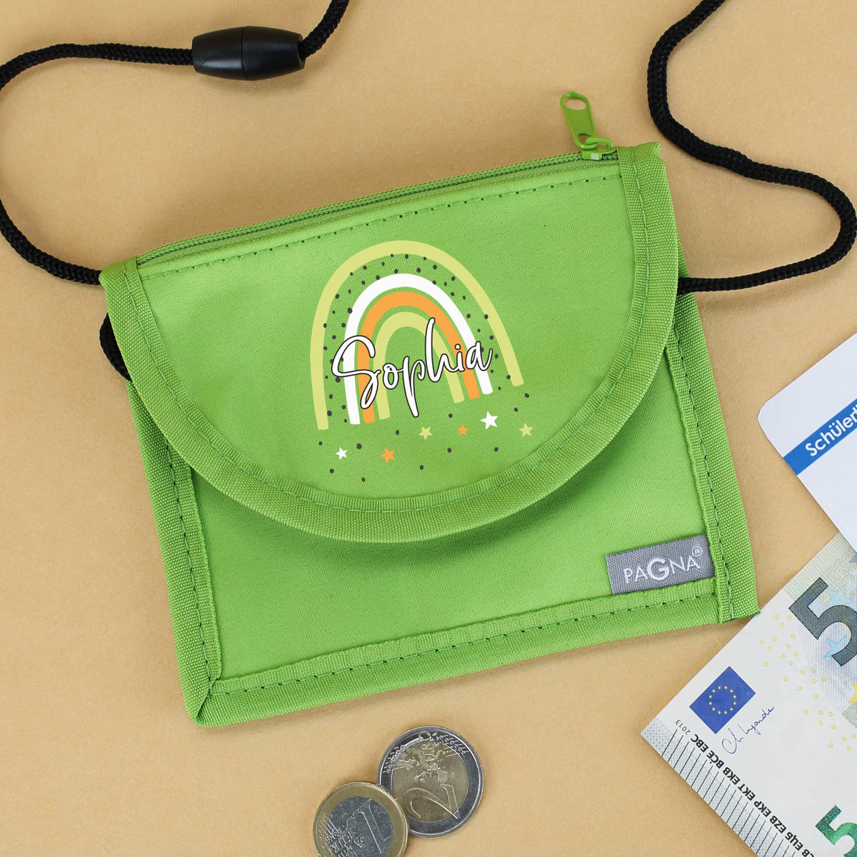 Brustbeutel - Regenbogen - in verschiedenen Farben mit Namensaufdruck