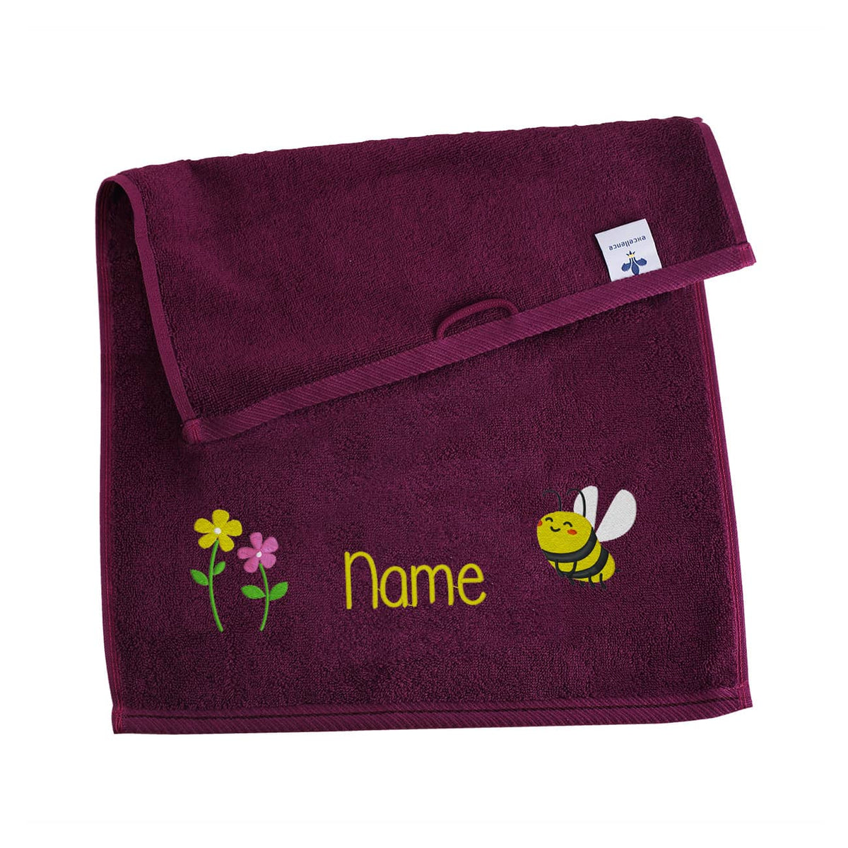 Gästehandtuch mit Bienchen und Name bestickt 