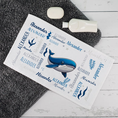 Personalisiertes Handtuch mit coolem Meerestier-Motiv und Namen