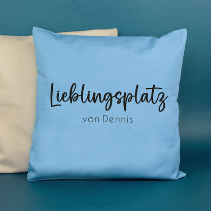 Personalisiertes Kissen 'Lieblingsplatz' mit Wunschtext | Geschenk zum Einzug & Hausbau für Wohnung
