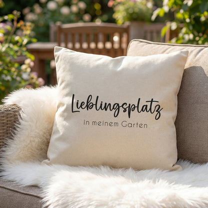 Natur Kissen Lieblingsplatz in meinem Garten als Deko für Garten und Terrasse