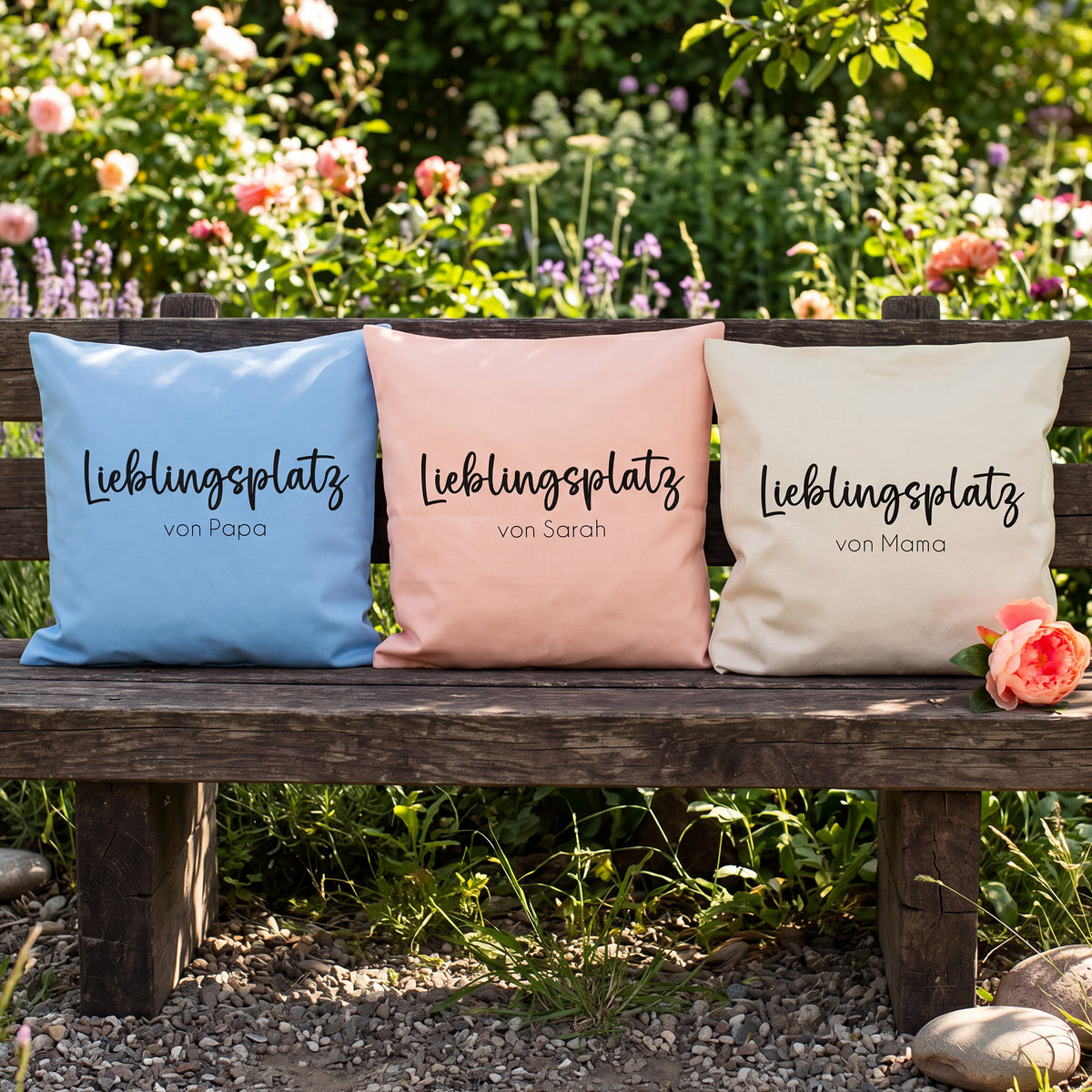 Personalisiertes Kissen 'Lieblingsplatz' mit Wunschtext | Geschenk zum Einzug & Hausbau für Wohnung