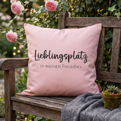 Personalisiertes Kissen 'Lieblingsplatz' mit Wunschtext | Geschenk zum Einzug & Hausbau für Wohnung