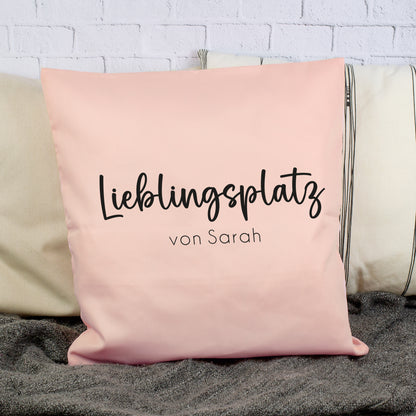 Personalisiertes Kissen 'Lieblingsplatz' mit Wunschtext | Geschenk zum Einzug & Hausbau für Wohnung
