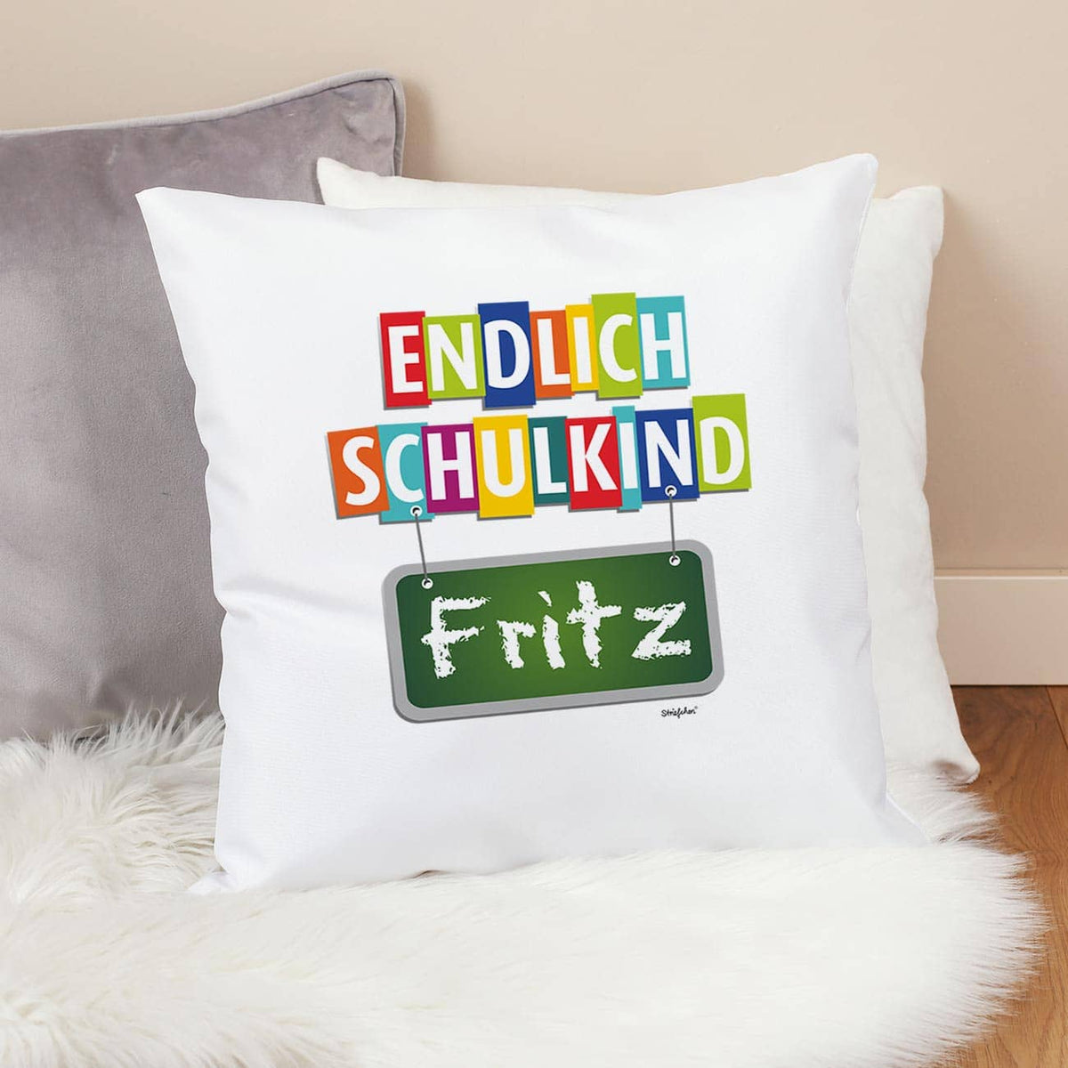 Endlich Schulkind Kissen mit Name