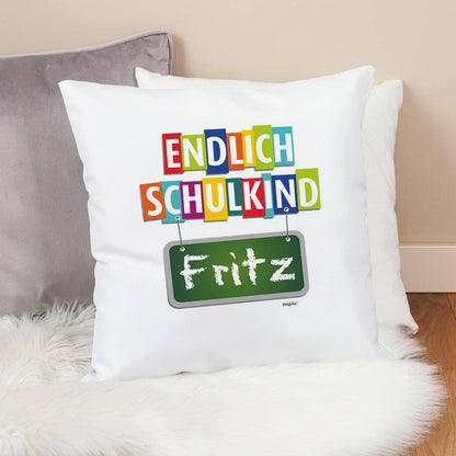 Endlich Schulkind Kissen mit Name
