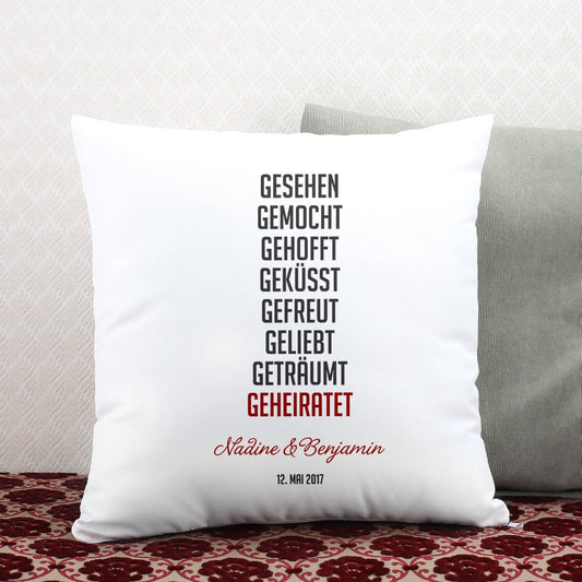 Kissen mit Wunschnamen und Datum 