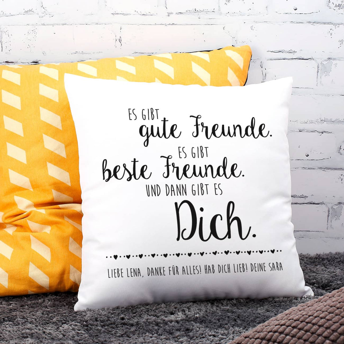 Kissen für die Freundin mit Ihrem WUnschtext bedruckt