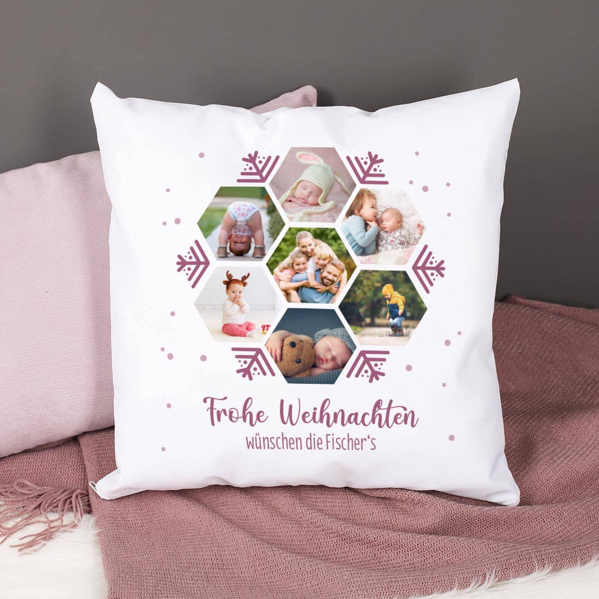 Kissen zu Weihnachten mit personalisiertem Druck